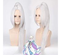 Wig for Perfect for everyday parties 80Cm Tiger Clip Ponytail Silver White Ancient Costume Single Ponytail Earthwork Years Three Natural History White Moon Color:037-1 Black)