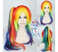 Wig for Perfect for everyday parties My Little Pony Rainbow Wig Color Cosplay Wig Anime Wig 296 Color: Body【Long Headgear】