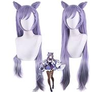 Wig for Perfect for Everyday Parties, The Original God Tingni Kuaiyu Carved Clear Mixed Grey Purple Gradient Double Ponytail Croissant Cosplay Wig