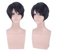 Wig for Props Matching Performance Modeling Cos Wig Love And Producer Mobile Game Li Zeyan Black Diagonal Short Hair