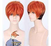 Wig for Props Matching Performance Modeling Crazy Animal City Fox Nick Men's Short Hair Cos Wig Orange Red Black Gradient Colour