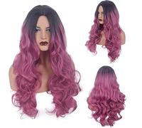 Wig for Props Matching Performance Modeling Women's Long Curly Hair Mid-Point Dyed Multicoloured Gradient Black Blue Big Wavy Fluffy Curly Hair