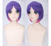 Wig for Wedding Shooting Runway Catwalk Interview Cos Wig Ajiang-Maeda Atsuko Temple Lengthened Short Hair Purple Gradient