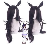 Wig for Wedding Shooting Runway Catwalk Interview Race Horse Girl Pretty Derby Rice Bath Cos Wig Dark Brown Layered Anti-Warping With Animal Ears