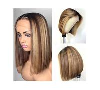 Wig for Women 13×4 Bob Wigs Straight Lace Front Wig Human Hair for Women Indian Short Part 180 Density for Daily Party Use(14inches)