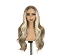 Wig for Women 26 Inch Long Wavy Ombre Blonde Wig Highlight Pre Plucked Pre-Cut Cosplay Lace Wigs for Daily Party Use