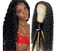 Wig for Women 4x1 Lace Frontal Natural Brazilian Human Hair Wig Real Hair 150% Density Human Hair Water Wave HD Lace Human Hair Wig 32 Inch Natural Black Colour