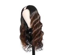 Wig for Women Body Wave Highlight V Part Wig 220 Density Human Hair Shape Clip in Half Wigs for Daily Party Use(30inches)