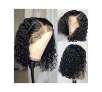 Wig for Women Brazilian Human Hair Pre Plucked Water Wave Side Part Lace Front Wigs for Daily Party Use(14inches)