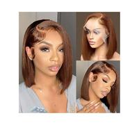 Wig for Women Chocolate Brown Lace Front Wigs Brown Lace Front Human Hair Wigs #4 13x4 Full Lace Frontal Bob Wigs for Daily Party Use(8inches)