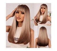 Wig for Women Cosplay Wig Heat Resistant Fake Hair Long Straight Synthetic Wigs Blonde to Brown Natural Hair Wig for Women Afro Natural Hair Wig,LC2104-1