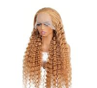 Wig for Women Curly HD Transparent Lace Front Wig Deep Wave Honey Blonde Human Hair Pre Plucked Wigs 200 Density for Daily Party Use(28inches)