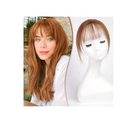 Wig for Women Human Hair Bangs Clip in Hair Extensions,Air Bangs Hairpieces for Women 3 Secure Clips(Light brown)