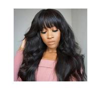 Wig for Women Human Hair Wig with Bangs Body Wave Hair Wigs Machine Made Loose Wave Glueless Wigs for Daily Party Use(8 inch Bob wig)