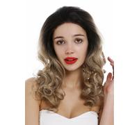 Wig For Women Lace Front Hand-Tied Long Curly Ombre Black Blonde