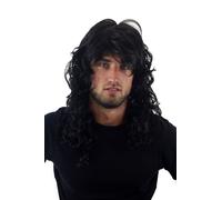 Wig For Women Men Rocker Curly Black 80s Heavy Metal Long 55Cm GFW806-1B