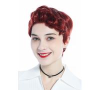 Wig For Women Men Unisex Short Smooth Curly Bouffant Mahogany Dark Copper Red