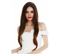 Wig For Women Monofilament Very Long Sleek Smooth Reddish Brown Highlighted