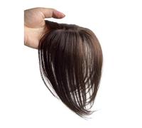Wig for Women Natural Human Hair Bangs Side Fringe for Women Middle Part False Bangs Clip-in Extensions Invisible Mini Small 15g Hairpieces Topper(Dark Brown)
