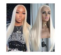 Wig for Women Pre Plucked Blonde Colored Highlight Blonde Platinum Straight Lace Front Wig Synthetic Hair for Women Glueless Lace Frontal Wig Natural Hair Wig(Platinum Blonde)