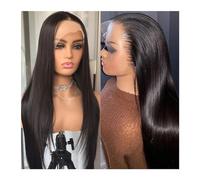 Wig for Women Pre Plucked Blonde Colored Highlight Blonde Platinum Straight Lace Front Wig Synthetic Hair for Women Glueless Lace Frontal Wig Natural Hair Wig(Black)