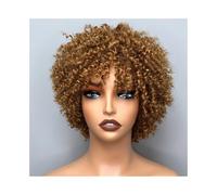 Wig for Women Short Afro Curly Human Hair Wigs Brazilian Remy 99J with Bang Wigs for Women for Daily Party Use(Bruin)