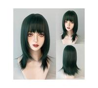Wig for Women Short Straight Green Women Synthetic Wig with Bangs Fluffy Mullet Head for Daily Party for Daily Party Use