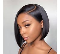 Wig for Women Short Straight Side Part Bob Human Hair Wigs Lace Indian for Daily Party Use(14inches)