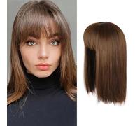 Wig for Women Straight Flat Bangs Short Wigs Shoulder Length Heat Resistant Synthetic Hair Wigs Hairpieces for Ladies Cosplay Fancy Dress Daily Use 14 Inch(Color:Color 6)