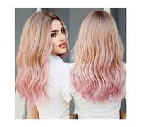 Wig for Women Synthetic Hair Wigs Heat Resistant Blond To Pink Long Wavy Blonde Wigs for Women Daily Cosplay Hot Love Natural Hair Wig,MW9080-1-Follow us-2usd