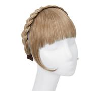 Wig for Women Synthetic Headband Bangs Extension Fake Hair Fringe with Long Sides for Women Bangs Hair Clip(Golden Blonde)