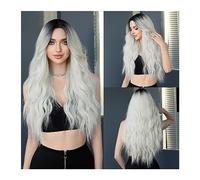 Wig for Women Synthetic Heat Resistant Natural Wig Daily Party Fake Hair White Wig Long Wavy Wigs with Bangs Women Wig Platinum Blonde Natural Hair Wig,MW9060-1