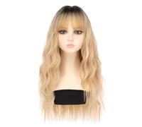 Wig For Women Wig, Women's Long Hair, Simulated Golden Long Curly Hair, European And American Style Big Wavy Bangs Full Hair Cover Deep Wave Lace Front Wigs Human Hair