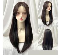 Wig For Women With Natural Long Black Straight Hair, Middle Parting, Full Headband, Invisible Lace Hand-Woven