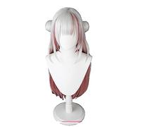 Wig For Youtuber Hoive VTuber Nakiri Ayame Silver Cosplay Wig Heat Resistant Synthetic Cosplay Hair Nakiri Ayame OneSize WIGWITHBUNS