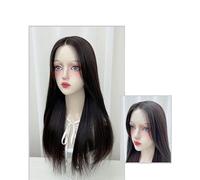 Wig Front Lace Mesh Middle Parted Bangs Natural Black Long Straight Hair Simulated Hair Realistic Hand-Woven Full Headgear