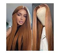 Wig Ginger Brown Lace Front Wig 13X1 T Part Straight Synthetic Lace Wigs For Women Pre Plucked Natural Hairline Heat-Resistant Fiber Wig 180% Density Grey Wigs For Women (26Inches 13X4X1 Lace Wig)