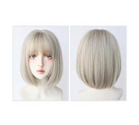 Wig Gradient Gray Short Hair Wig, Straight Hair Wig, Heat-resistant Wig, Suitable For Music Festivals, Theme Parties, Weddings, Concerts, Dates Hairwigs