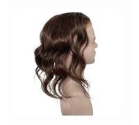 Wig Hair Curly Replacement System For Men 12 inch Long Toupee Fine Mono Lace Hairpiece for Daily Party Use(3#)