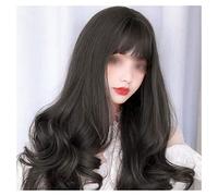Wig Hair Replacement Wigs Natural Full Headgear Curly Hair Big Wave Hairstyle Air Bangs Perfect For Everyday Parties Daily Wigs(A)