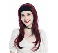 Wig Hairpiece Halfwig Headband 65 long Smooth Garnet Red Burgundy