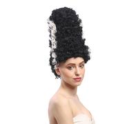 Wig Halloween Lady Bride Frankenstein Bride Beehive Black White Strand