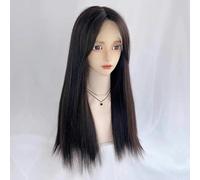 Wig Hand-Woven Front Lace Wig For Women Black Brown Long Straight Hair Eight-Character Bangs 60-65Cm