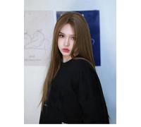 Wig Hand-Woven Front Lace Wig For Women Linen Brown Long Straight Hair Eight-Character Bangs 60-65Cm
