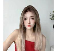 Wig Hand-Woven Front Lace Wig For Women Paris Painted Dyed Clavicle Hair About 45Cm