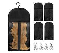 Wig Hanger Set, Wigg Storage Bags With Hanger, Dust-proof 5 Pieces Wigs Organizer Storages Bags,Portable Extension Hangers, Non-Woven Wig Travel Case, Hairpieces Container Bag For Women,