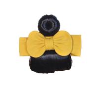Wig Headband for Babies Lovely Baby Bowknot Bangs Soft Comfortable Hair Band Newborns Gentle Simulated with Cute Bow Design Elastic Hairpiece Girls Yellow