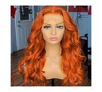 Wig Heat Resistant Fiber Synthetic Lace Front Wig 180% Density Long Body Wave Lace Wig 22-26 Inches Glueless Cosplay Wigs For Black Women Grey Wigs For Women (Orange 24 Inch)
