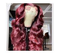 Wig Heat Resistant Fiber Synthetic Lace Front Wig 180% Density Long Body Wave Lace Wig 22-26 Inches Glueless Cosplay Wigs For Black Women Grey Wigs For Women (Wine Red 26 Inch)