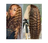 Wig Highlight 13X4X1 T Part Lace Front Wigs Deep Wave #4/27 Ombre Colored Glueless Human Hair Wigs For Black Women Remy Hair Pre Plucked With Baby Hair Hair Replacement Wigs,20inches,180%